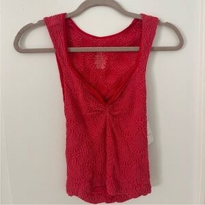 Free People Textured Love Letter Sweetheart Camisole Red M/L